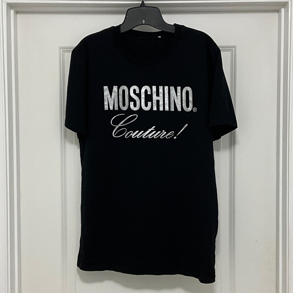 Moschino Black Tee with Silver Logo